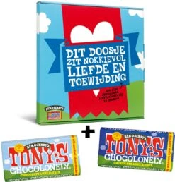Tony's Chocolonely & Ben & Jerry's Chocolate Love-a-Fair Geschenkdoos - Fairtrade Chocolade Repen - Liefdes Cadeau - 2 X 180 Gram