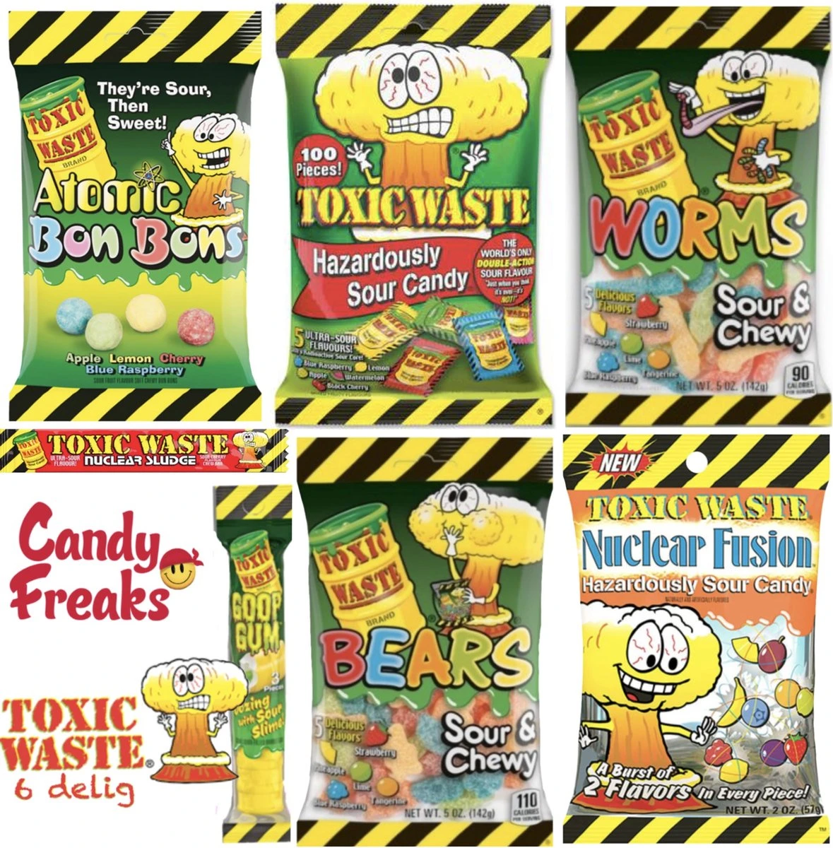 Toxic Waste Pakket 6 Delig - Snoep - Amerikaans Snoep Pakket - American Candy - Amerikaans Eten - Snoepgoed - Pakketbrievenbus - Snoep Box - Zuur Snoep - Zure Snoep 3 Toxic Waste Pakket 6 Delig - Snoep - Amerikaans Snoep Pakket - American Candy - Amerikaans Eten - Snoepgoed - Pakketbrievenbus - Snoep Box - Zuur Snoep - Zure Snoep