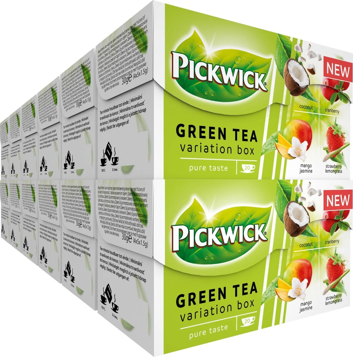 Pickwick Groene Thee Variatiebox - 12 X 20 Zakjes 3 Pickwick Groene Thee Variatiebox - 12 X 20 Zakjes