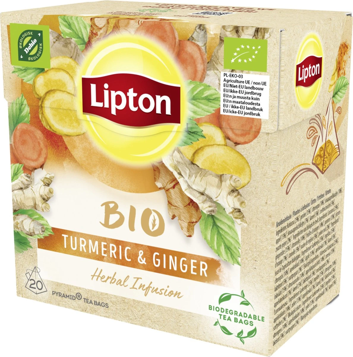 Lipton Turmeric & Ginger Kruidenthee, Met De Vurige, Verwarmende Smaak Van Gember En Kurkuma - 4 X 20 Zakjes - PL-EKO-03 4 Lipton Turmeric & Ginger Kruidenthee, Met De Vurige, Verwarmende Smaak Van Gember En Kurkuma - 4 X 20 Zakjes - PL-EKO-03 - Afbeelding 2