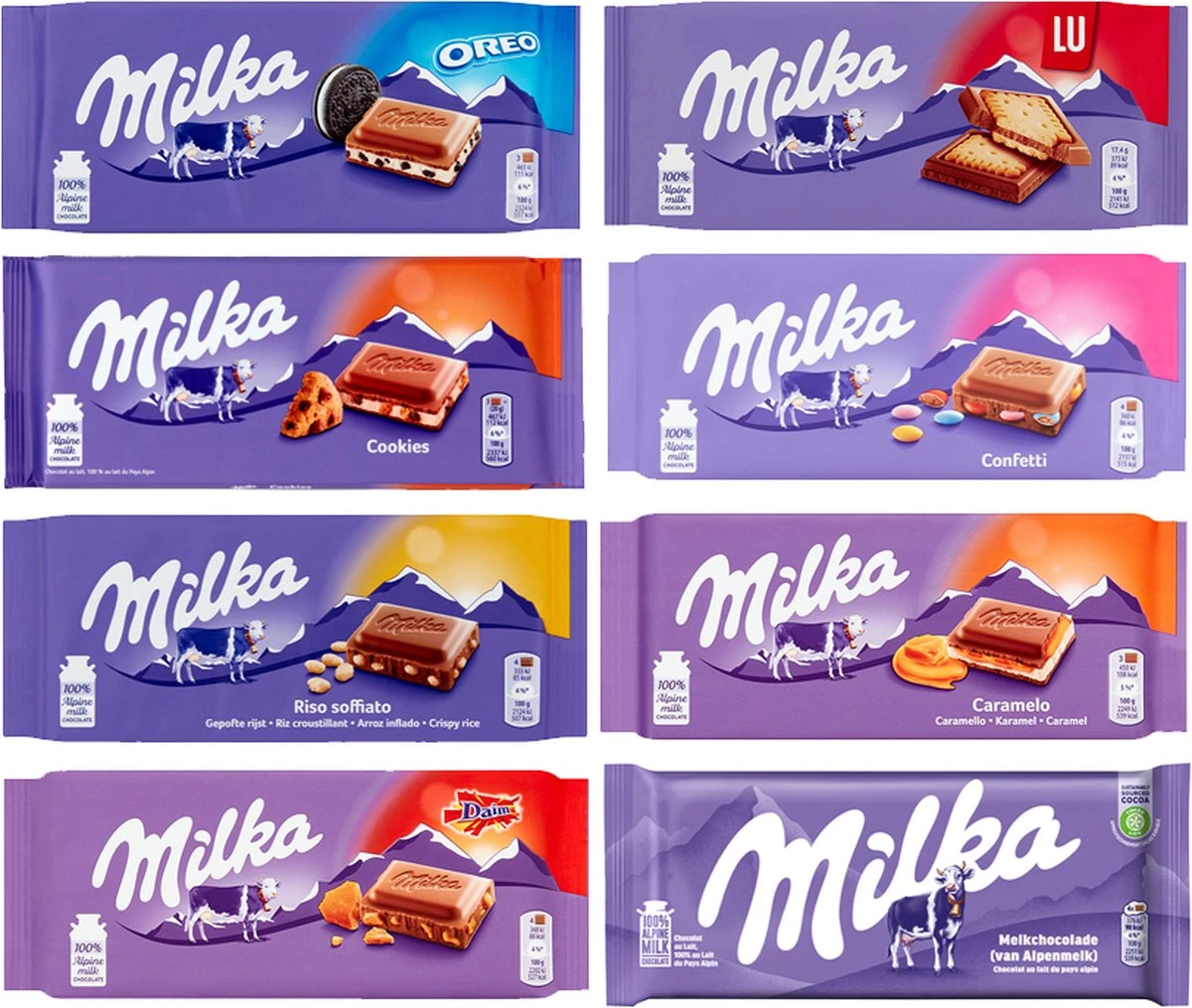 Milka Chocolade Tabletten Assortiment - 16 Tabletten - 1574g 3 Milka Chocolade Tabletten Assortiment - 16 Tabletten - 1574g