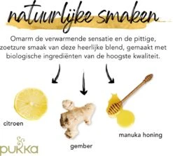 Pukka Lemon Ginger & Manuka Honey Thee, Met Gember, Citroen En Honing - 4 X 20 Zakjes - GB-BIO-05 -Voedsel Serie Winkel 1200x1077