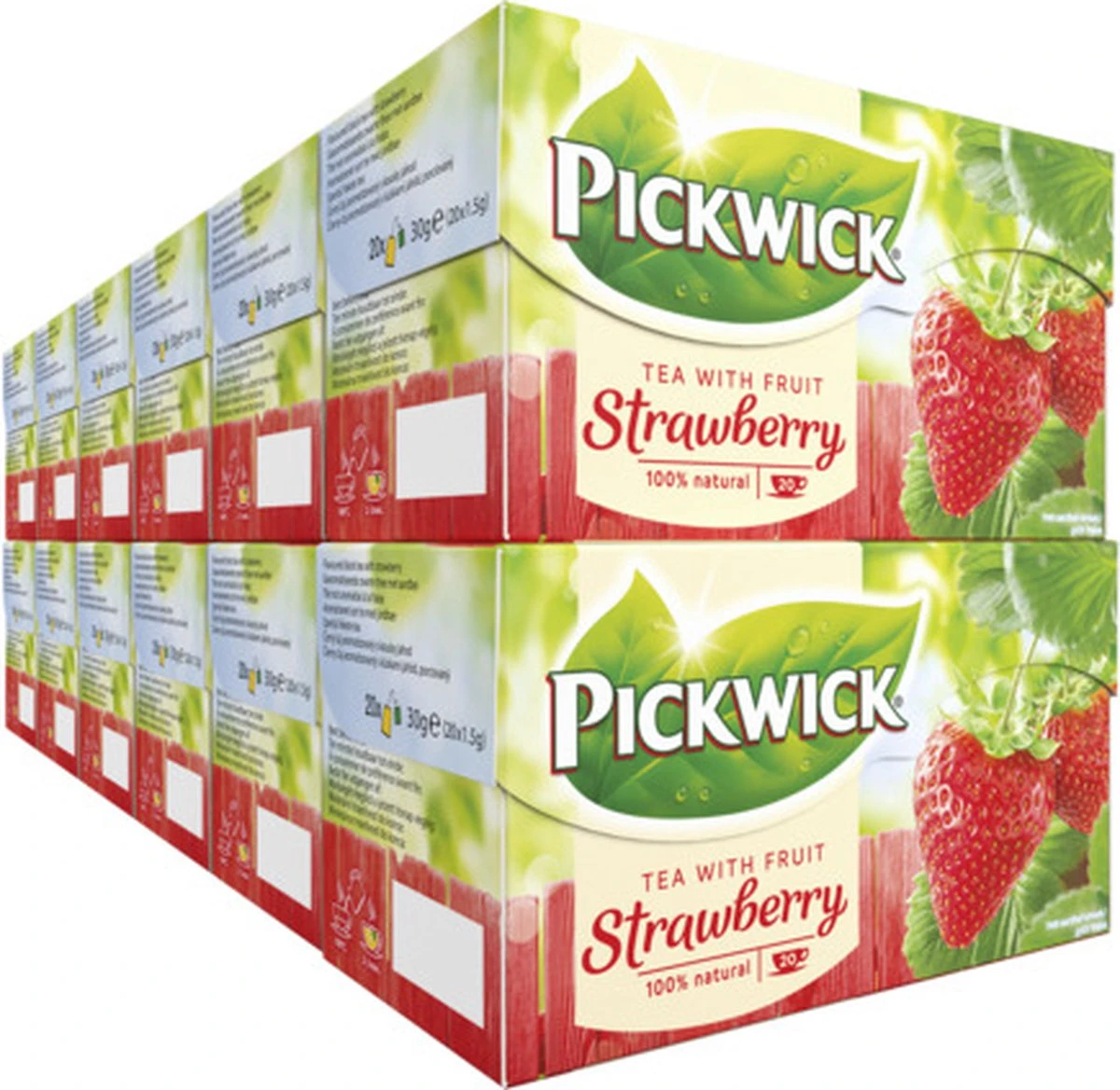 Pickwick Aardbei Fruit Thee - 12 X 20 Zakjes 3 Pickwick Aardbei Fruit Thee - 12 X 20 Zakjes