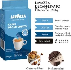 Lavazza Caffe Decaffeinato Filterkoffie - 250 Gram X8 11 Lavazza Caffe Decaffeinato Filterkoffie - 250 Gram X8 -Voedsel Serie Winkel 1200x1177 1