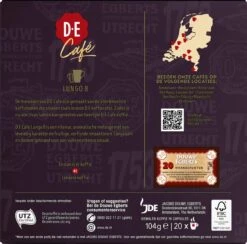 Douwe Egberts D.E Café Lungo Koffiecups - Intesiteit 8/12 - 10 X 20 Capsules -Voedsel Serie Winkel 1200x1186
