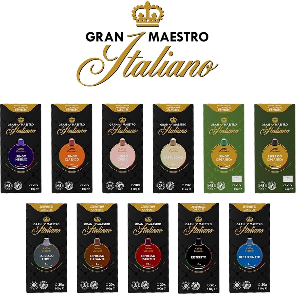 Gran Maestro Italiano - Lungo Intenso - Koffiecups - Nespresso Compatibel Capsules - Krachtige Smaak - 6 X 20 Cups 8 Gran Maestro Italiano - Lungo Intenso - Koffiecups - Nespresso Compatibel Capsules - Krachtige Smaak - 6 X 20 Cups - Afbeelding 6