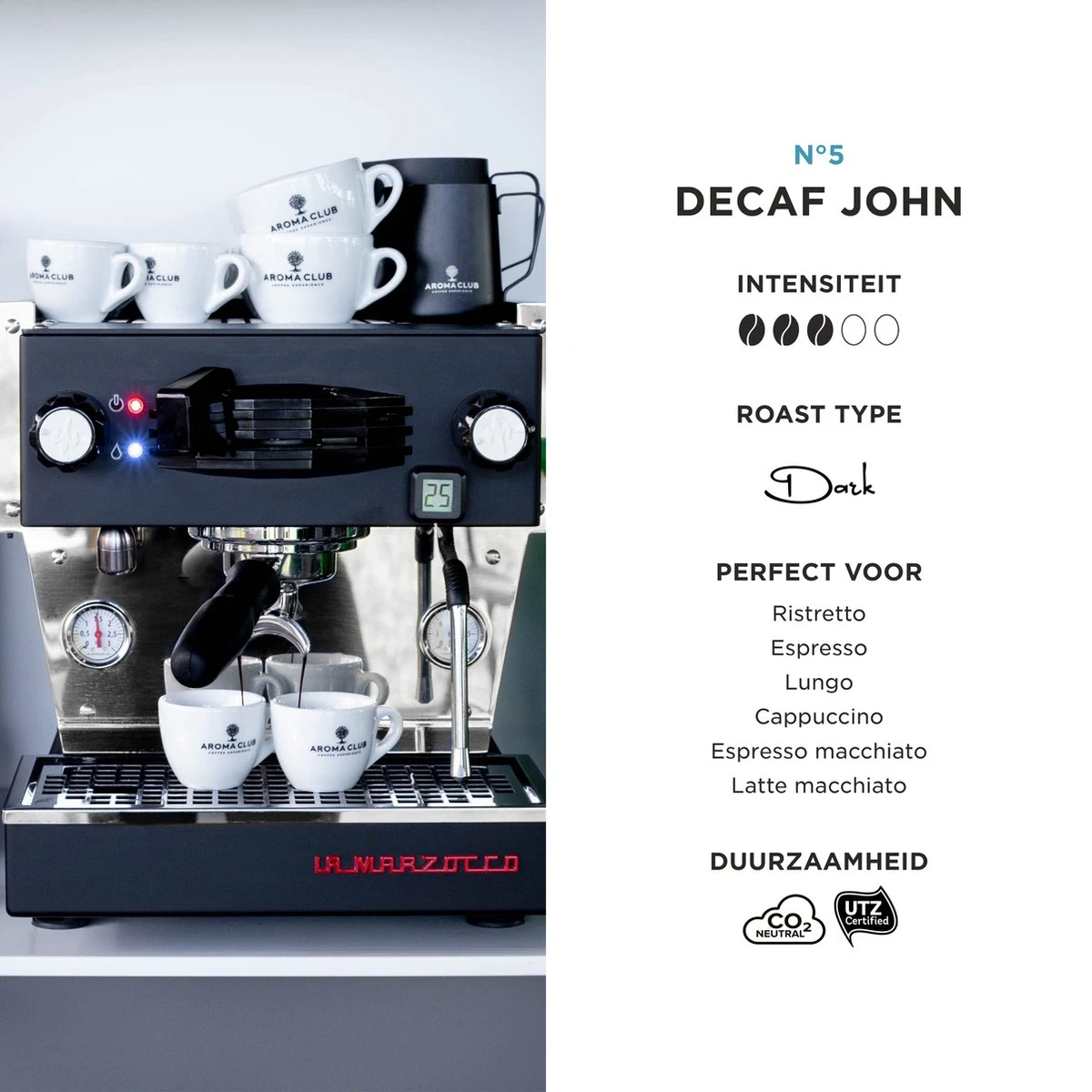 Aroma Club - Cafeïnevrije Koffiebonen 1KG - No. 5 Decaf John - Koffie Intensiteit 3/5 6 Aroma Club - Cafeïnevrije Koffiebonen 1KG - No. 5 Decaf John - Koffie Intensiteit 3/5 - Afbeelding 4