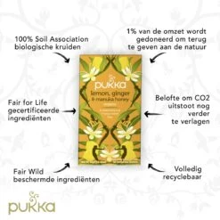 Pukka Lemon Ginger & Manuka Honey Thee, Met Gember, Citroen En Honing - 4 X 20 Zakjes - GB-BIO-05 -Voedsel Serie Winkel 1200x1200 276