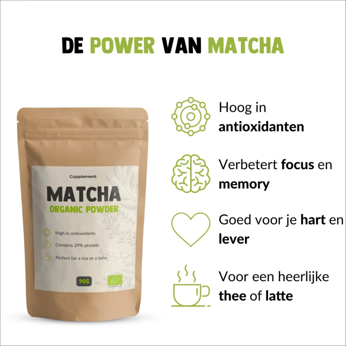 Cupplement | Thee Set 2 Delig | Yerba Mate 100 Gram & Matcha 90 Gram | Biologisch | Gratis Verzending, Opschuimer & Batterijen | Cadeau Pakket 10 Cupplement | Thee Set 2 Delig | Yerba Mate 100 Gram & Matcha 90 Gram | Biologisch | Gratis Verzending, Opschuimer & Batterijen | Cadeau Pakket - Afbeelding 8