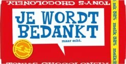 Tony's Chocolonely Chocolade Reep Melk - Zeg 't Met Een Reep "Bedankt" - 180 Gram