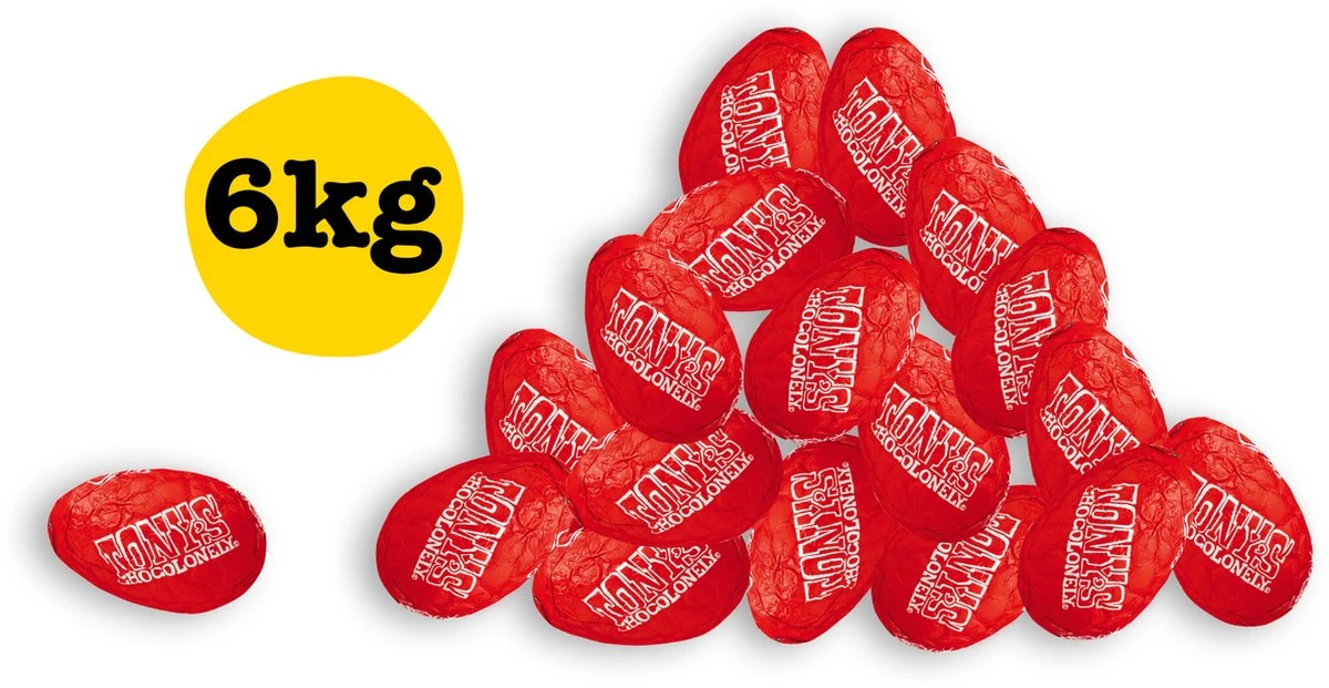Tony's Chocolonely Chocolade Paaseitjes - Melkchocolade - Bulk Doos Pasen - Eitjes - 6 Kilo Paaseieren - Paas Ei Cadeau 3 Tony's Chocolonely Chocolade Paaseitjes - Melkchocolade - Bulk Doos Pasen - Eitjes - 6 Kilo Paaseieren - Paas Ei Cadeau