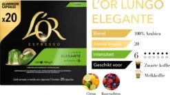 L'OR Lungo Elegante Koffiecups - Intensiteit 6/12 - 10 X 20 Capsules -Voedsel Serie Winkel 1200x677