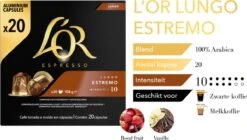 L'OR Lungo Estremo (10) - 10 X 20 Koffiecups -Voedsel Serie Winkel 1200x678 1