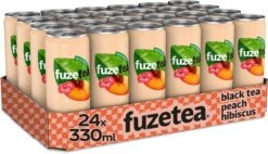 Fuze Tea Black Peach Hibiscus Blikjes Tray 24 Stuks 33cl
