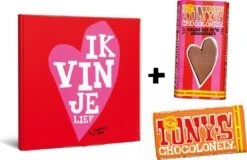 Tony's Chocolonely Geschenkdoos Ik Vind Je Lief! - Melk Chocolade + Karamel Zeezout - Moederdag Cadeautje - 2 X 180 Gram