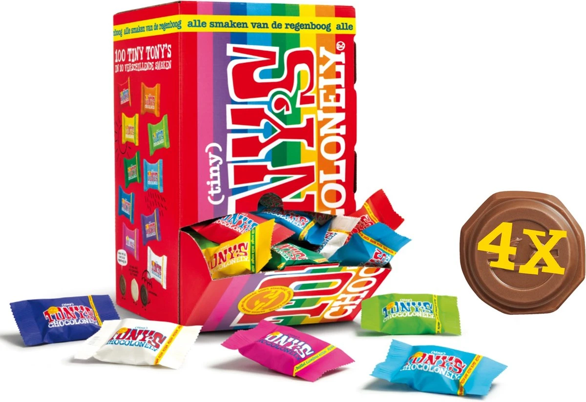 Tony's Chocolonely Tiny Tony's Mix Chocolade Cadeau - 4 X 900 Gram - Mini Uitdeel Chocolaatjes Bundel - Mix Met 10 Verschillende Smaken - Belgische Fairtrade Chocolade 3 Tony's Chocolonely Tiny Tony's Mix Chocolade Cadeau - 4 X 900 Gram - Mini Uitdeel Chocolaatjes Bundel - Mix Met 10 Verschillende Smaken - Belgische Fairtrade Chocolade