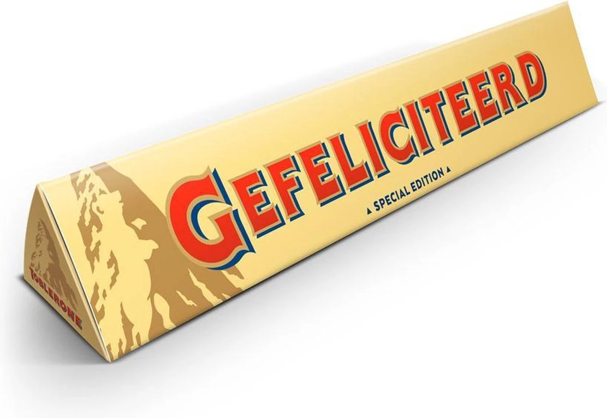 Toblerone L Chocoladereep - 360 Gram - Boodschap "Gefeliciteerd" - Felicitatie - Chocolade Cadeau 3 Toblerone L Chocoladereep - 360 Gram - Boodschap "Gefeliciteerd" - Felicitatie - Chocolade Cadeau