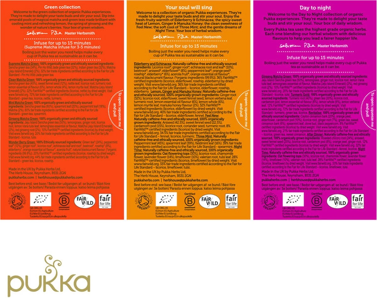 Pukka Collections Thee Bundel, Biologische Kruidenthee Selectie - 3 X 20 Zakjes - NL-BIO-01 4 Pukka Collections Thee Bundel, Biologische Kruidenthee Selectie - 3 X 20 Zakjes - NL-BIO-01 - Afbeelding 2