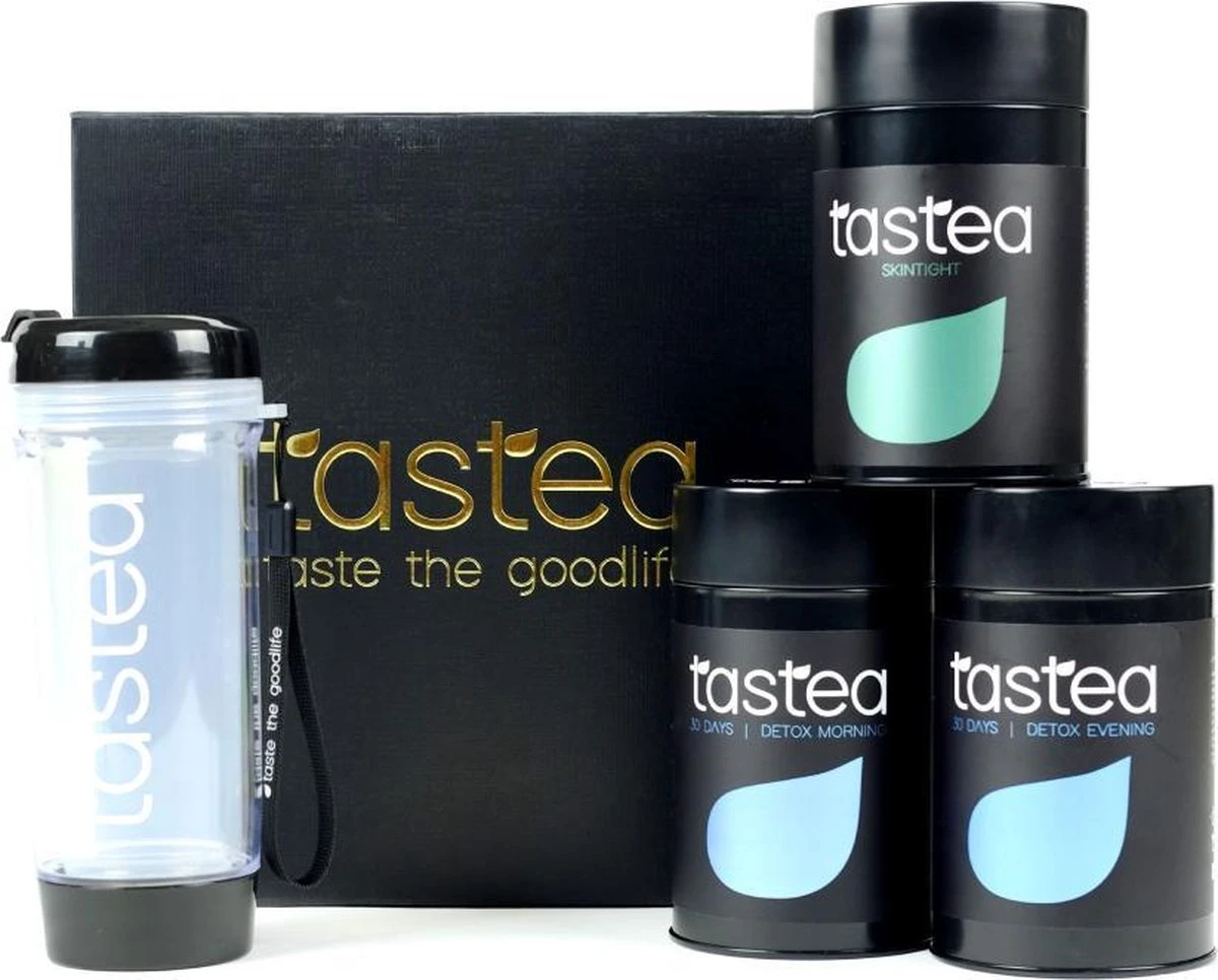 Tastea New Me Box - Giftbox - Trakteer Jezelf, Om Cadeau Te Geven - Assortiment - Met Cafeïne - Detox, Skintight én Een Theebeker 3 Tastea New Me Box - Giftbox - Trakteer Jezelf, Om Cadeau Te Geven - Assortiment - Met Cafeïne - Detox, Skintight én Een Theebeker