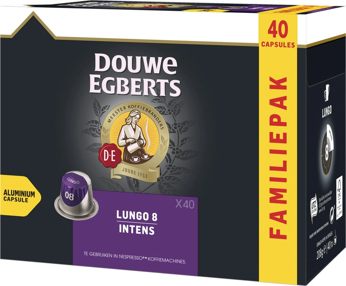 Douwe Egberts Lungo Intens (8) - 5 X 40 Koffiecups 6 Douwe Egberts Lungo Intens (8) - 5 X 40 Koffiecups - Afbeelding 4