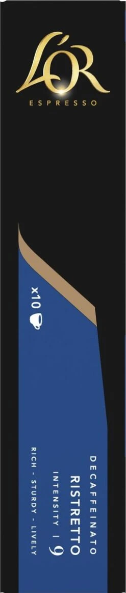 L'OR Espresso Ristretto Decaffeinato - Intensiteit 9/12 - 10 X 10 Capsules -Voedsel Serie Winkel 255x1200