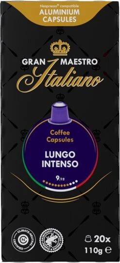 Gran Maestro Italiano - Lungo Intenso - Koffiecups - Nespresso Compatibel Capsules - Krachtige Smaak - 6 X 20 Cups 12 Gran Maestro Italiano - Lungo Intenso - Koffiecups - Nespresso Compatibel Capsules - Krachtige Smaak - 6 X 20 Cups -Voedsel Serie Winkel 550x1200
