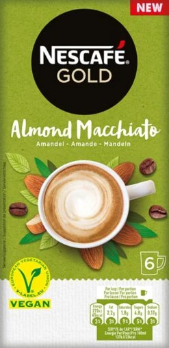 Nescafé Gold Almond Macchiato Oploskoffie - 6 Doosjes à 6 Zakjes -Voedsel Serie Winkel 583x1200 2