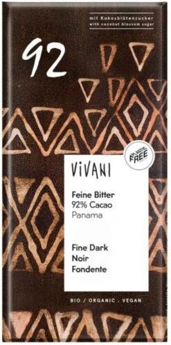 Pure Chocolade 92% Vivani - Tablet 80 Gram - Biologisch -Voedsel Serie Winkel 597x1200 1