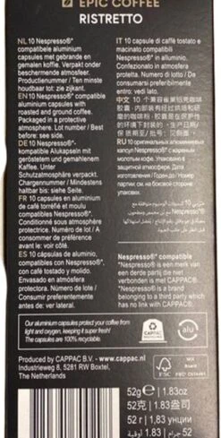 100 Capsules Epic Coffee - Ristretto - Nespresso® Compatible Aluminium Capsules - RFA Keurmerk - Doos 100 Stuks 16 100 Capsules Epic Coffee - Ristretto - Nespresso® Compatible Aluminium Capsules - RFA Keurmerk - Doos 100 Stuks -Voedsel Serie Winkel 606x1200 2