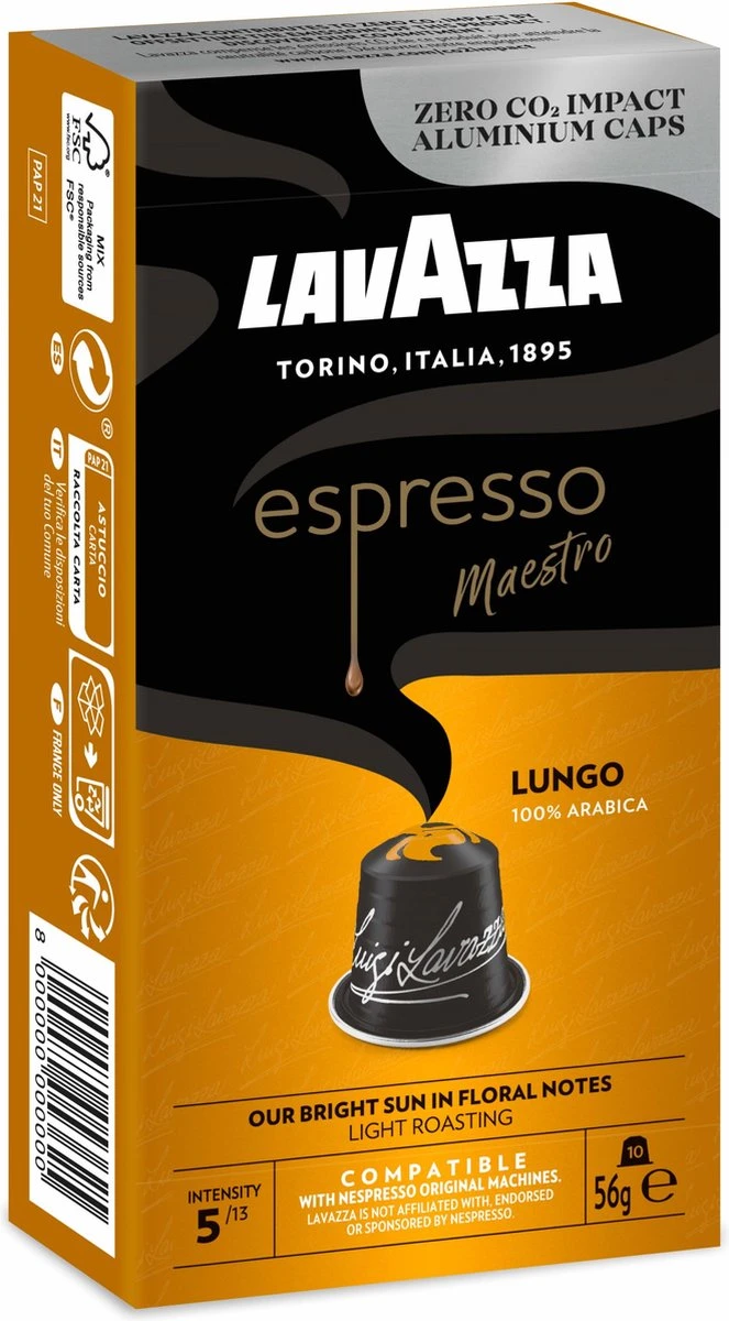 Lavazza Espresso Lungo - Aluminium Nespresso Capsules - 10 Stuks 5 Lavazza Espresso Lungo - Aluminium Nespresso Capsules - 10 Stuks - Afbeelding 3