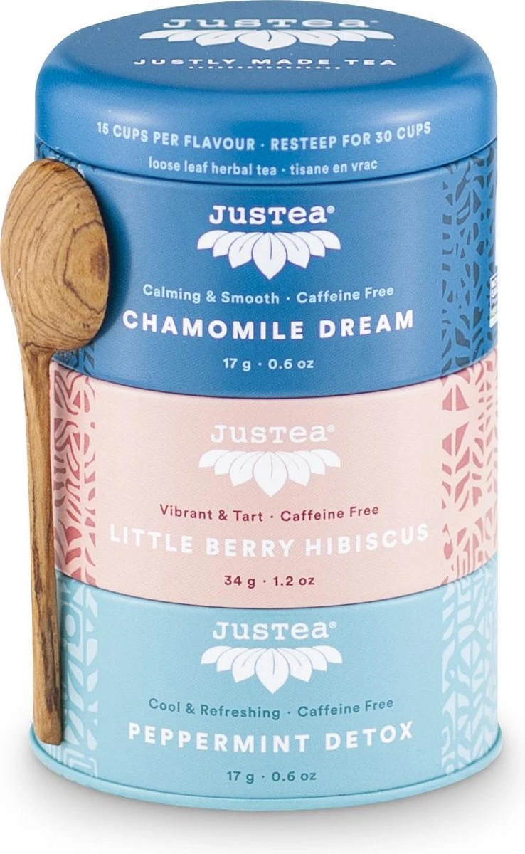 Mixverpakking-Justea-Kruidenthee-Biologisch-Losse Thee-Yoga 3 Mixverpakking-Justea-Kruidenthee-Biologisch-Losse Thee-Yoga