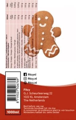 Fitcy | Koffiesiroop | Gingerbread | Barista Syrup | Zero | Vegan | Vetvrij | Suikervrij | Keto-vriendelijk | Koffie | Siroop | MET DOSEERPOMP | 1L -Voedsel Serie Winkel 759x1200