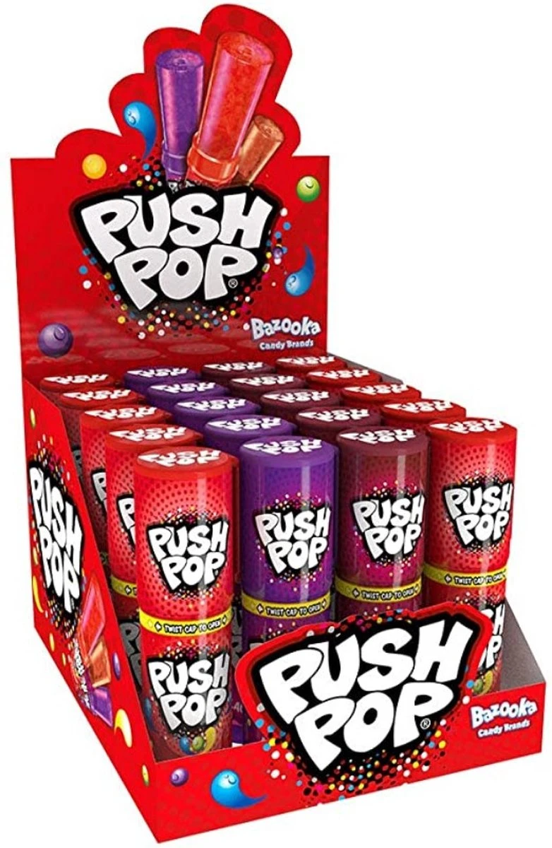 Push Pop Candy 15g - Display 20stuks - Hard Snoepgoed Lolly 3 Push Pop Candy 15g - Display 20stuks - Hard Snoepgoed Lolly