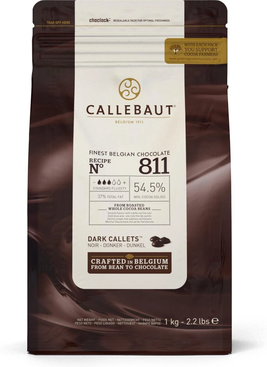 Callebaut Chocolade Callets - Puur - 1 Kg 3 Callebaut Chocolade Callets - Puur - 1 Kg