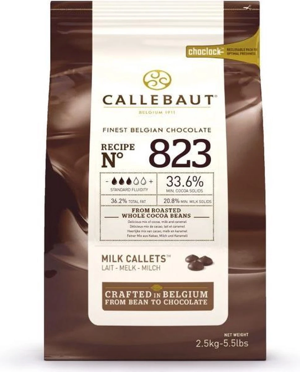 Callebaut Chocolade Callets -Melk- 2,5 Kg (33,6%) 3 Callebaut Chocolade Callets -Melk- 2,5 Kg (33,6%)