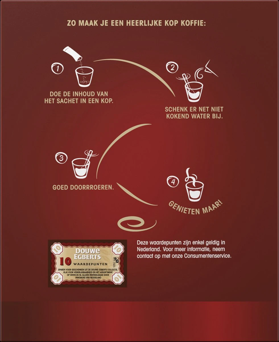 Douwe Egberts Aroma Rood Sticks Oploskoffie - 6 X 25 Zakjes 5 Douwe Egberts Aroma Rood Sticks Oploskoffie - 6 X 25 Zakjes - Afbeelding 3