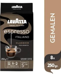 Lavazza Espresso Italiano Classico Gemalen / Filterkoffie - 8 X 250 Gram -Voedsel Serie Winkel 998x1200